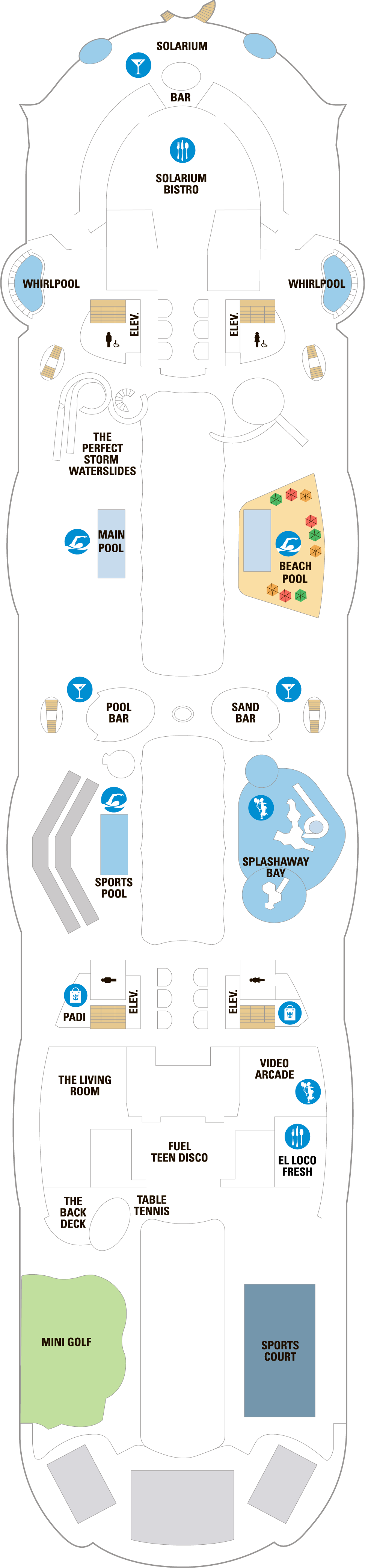 Deck 15 deck plan for Symphony of the Seas