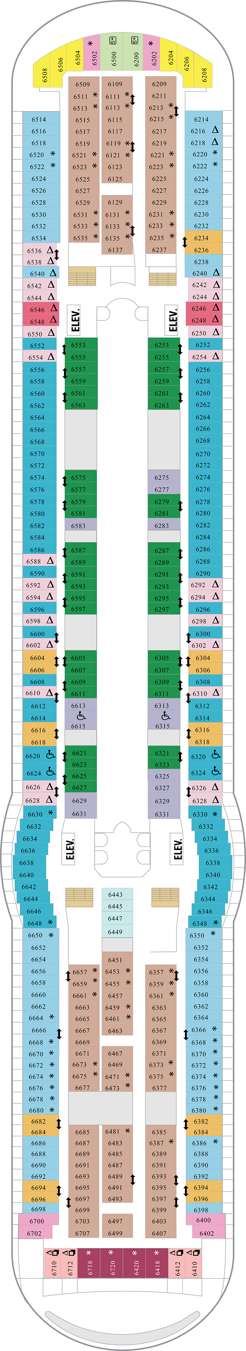 Deck 6 deck plan for Freedom of the Seas