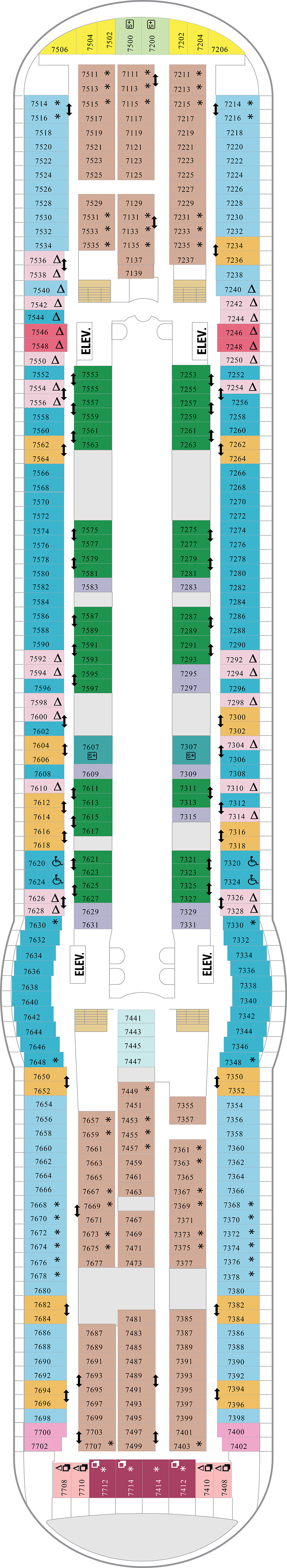 Deck 7 deck plan for Freedom of the Seas