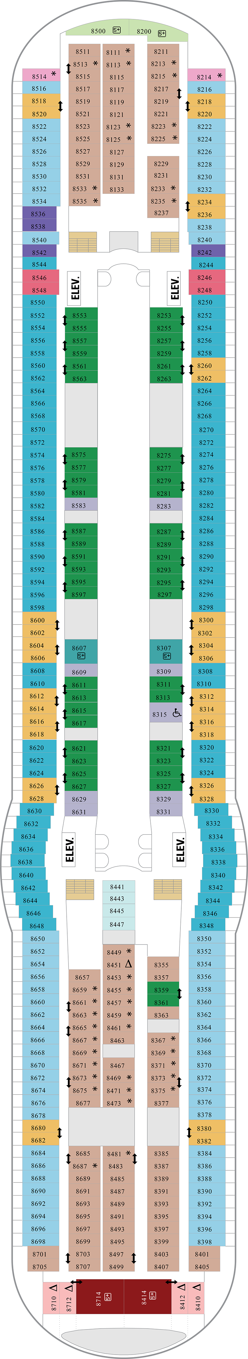 Deck 8 deck plan for Freedom of the Seas