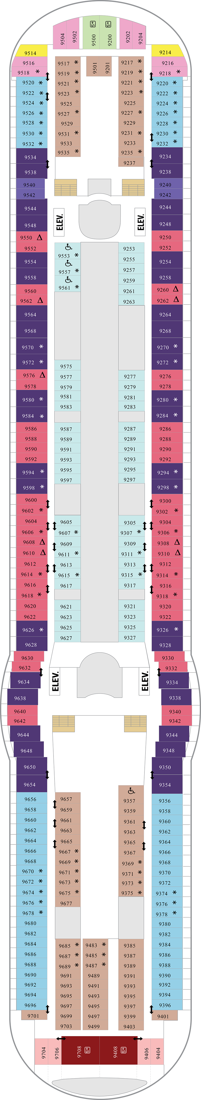 Deck 9 deck plan for Freedom of the Seas