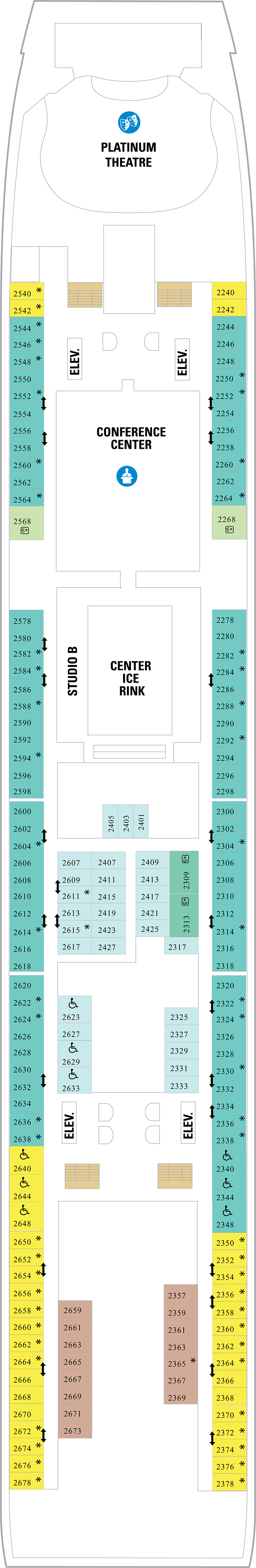 Deck 2 deck plan for Liberty of the Seas