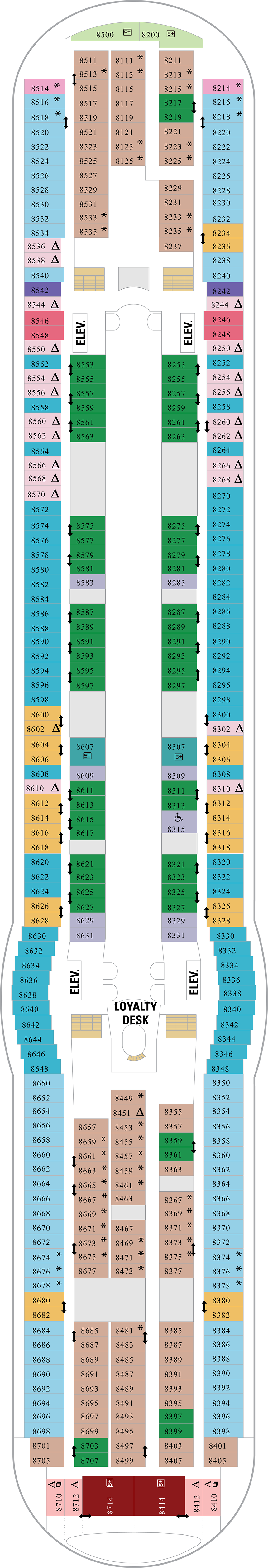 Deck 8 deck plan for Liberty of the Seas
