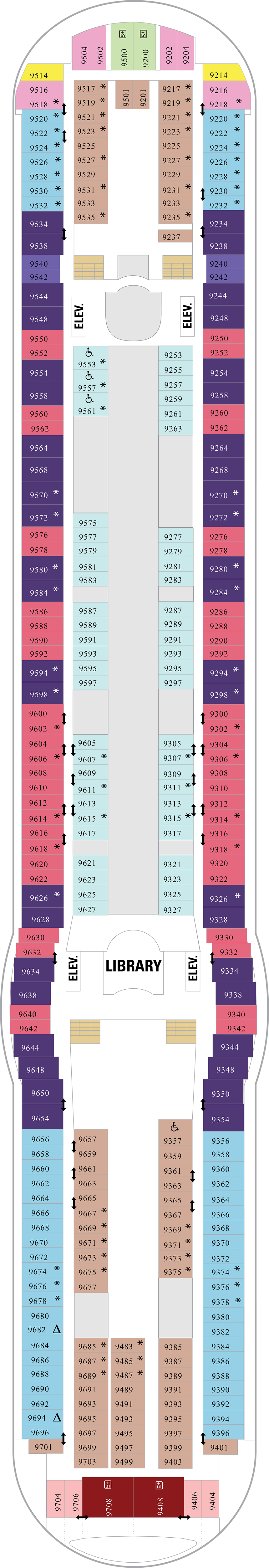 Deck 9 deck plan for Liberty of the Seas