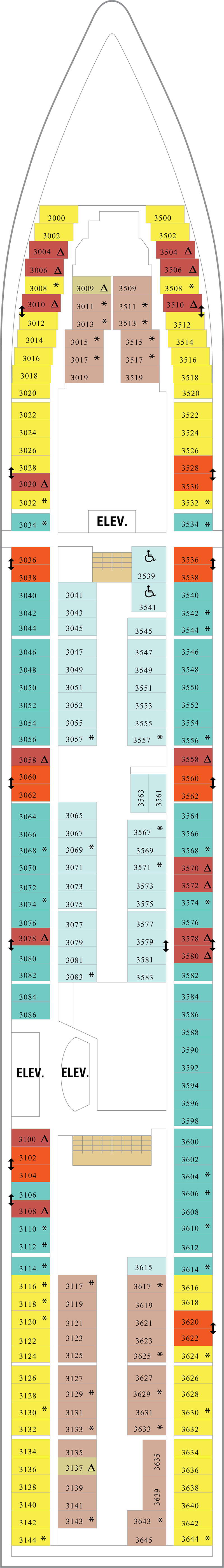 Deck 3 deck plan for Radiance of the Seas