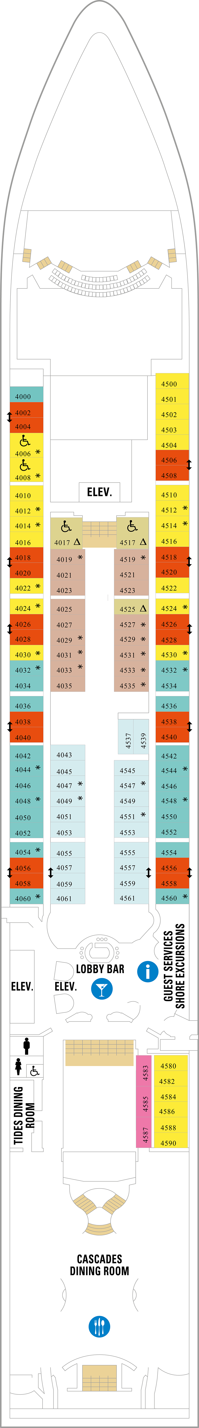Deck 4 deck plan for Radiance of the Seas