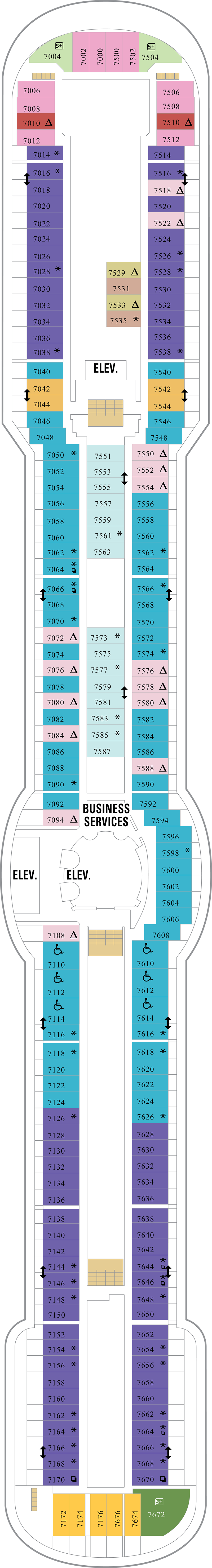Deck 7 deck plan for Radiance of the Seas