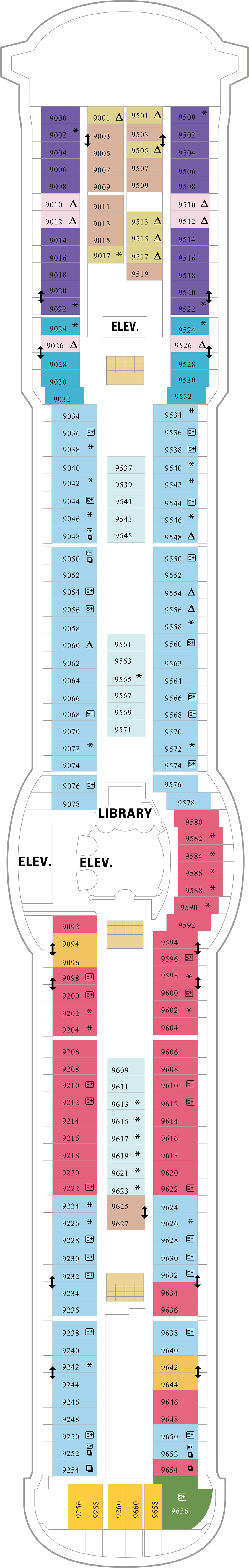 Deck 9 deck plan for Radiance of the Seas