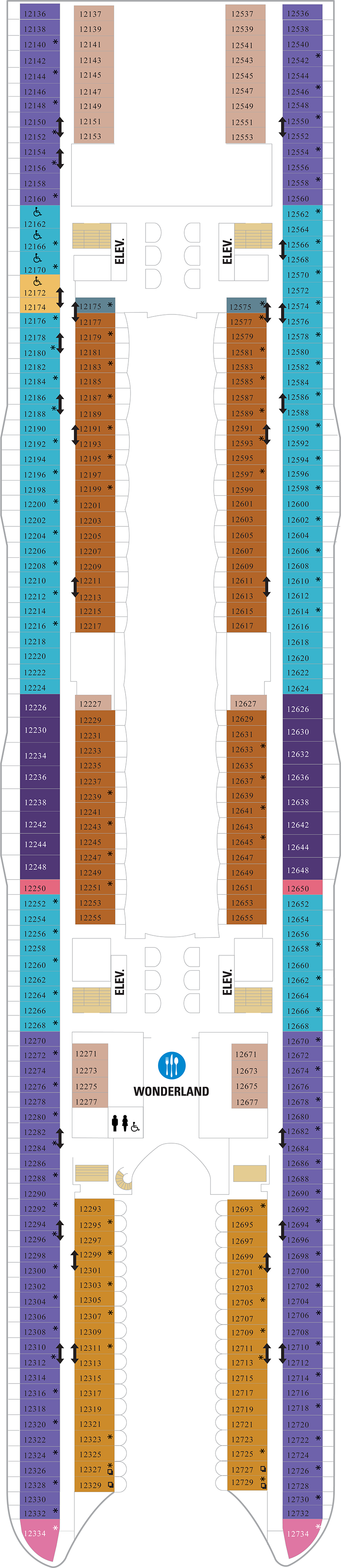 Deck 12 deck plan for Wonder of the Seas