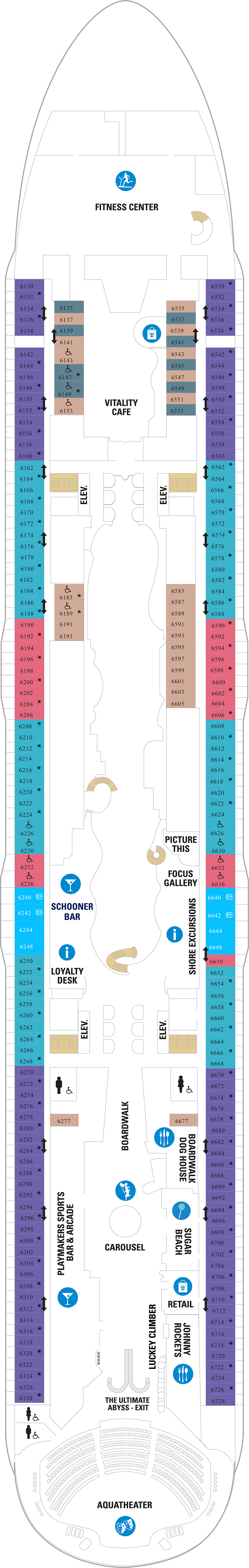 Deck 6 deck plan for Wonder of the Seas