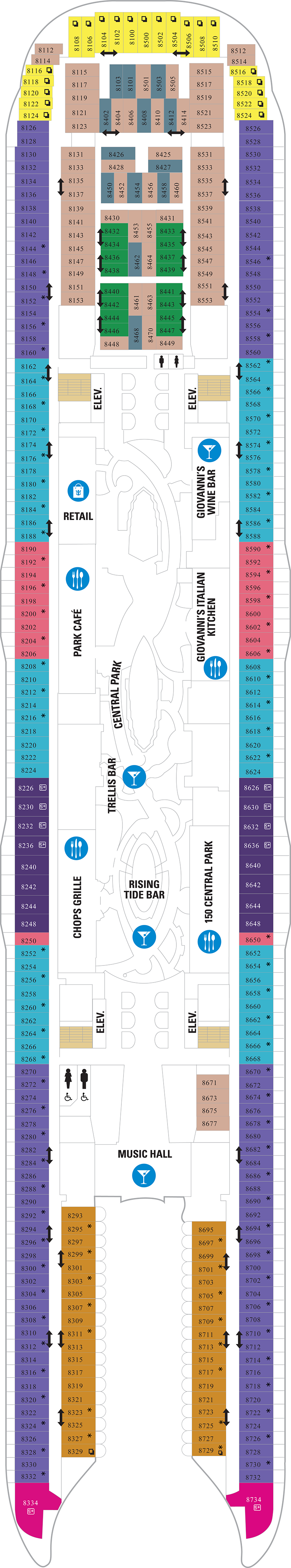 Deck 8 deck plan for Wonder of the Seas