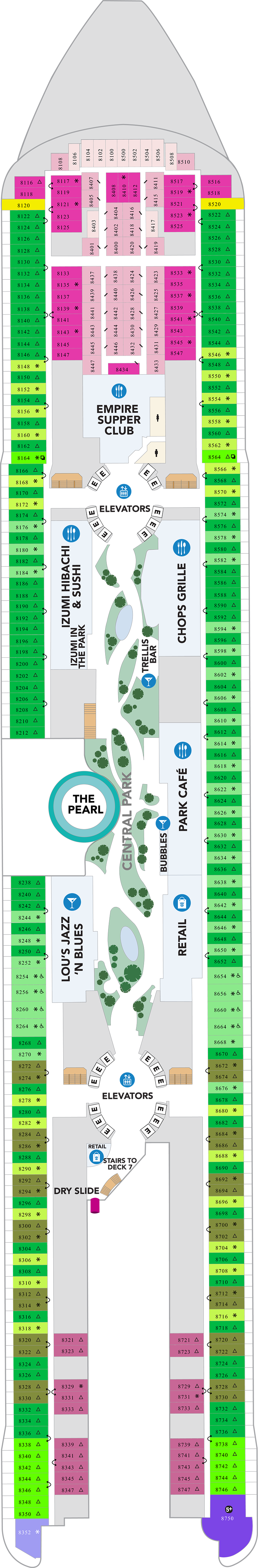 Deck 8 deck plan for Icon of the Seas