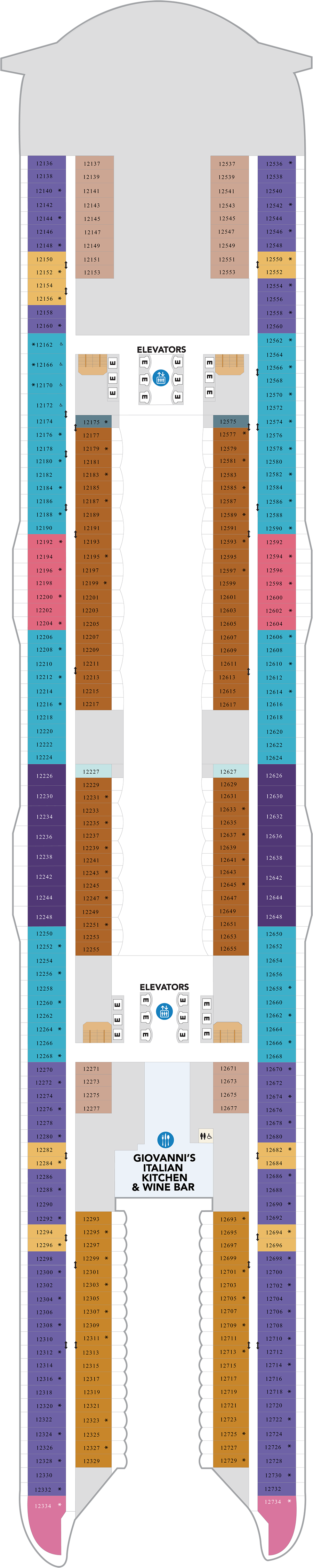 Deck 12 deck plan for Utopia of the Seas