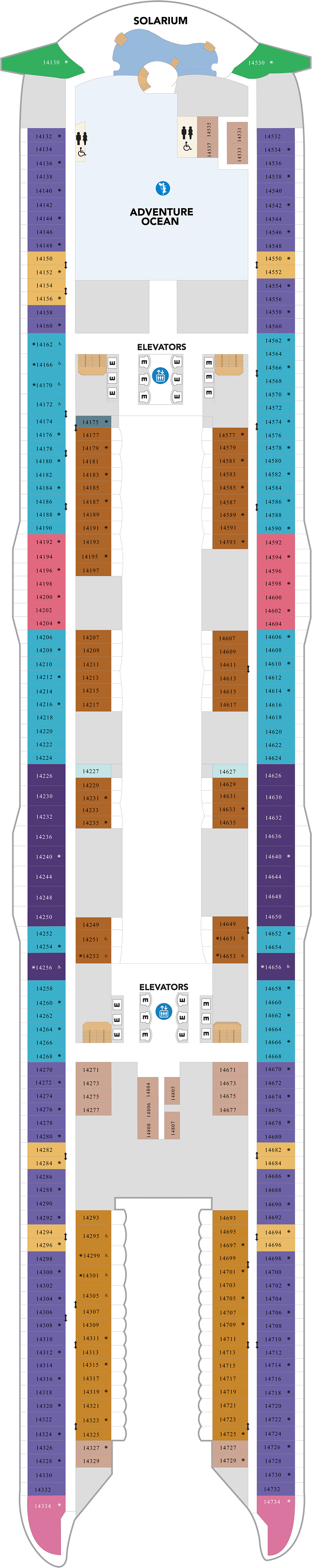 Deck 14 deck plan for Utopia of the Seas