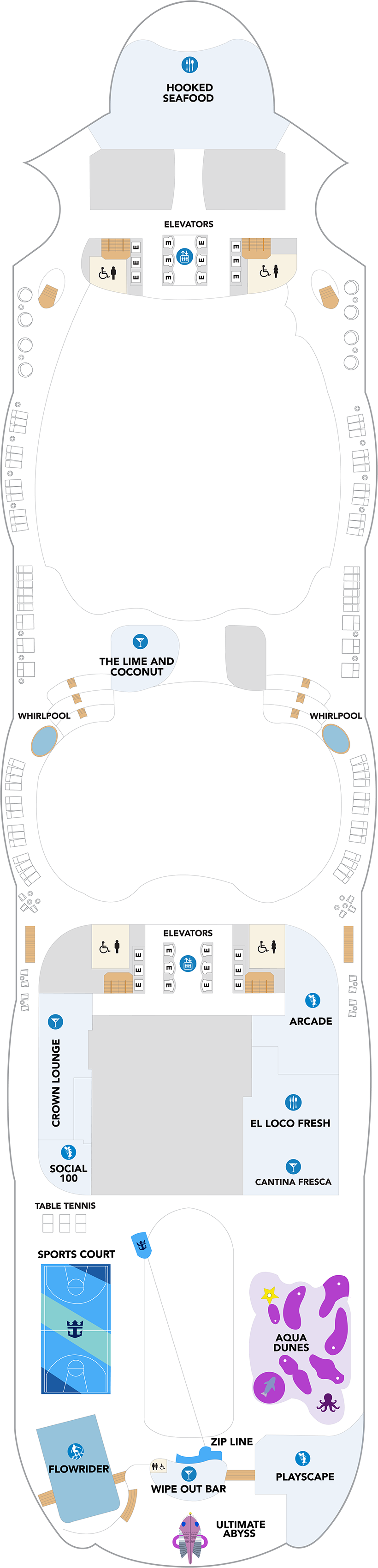 Deck 16 deck plan for Utopia of the Seas