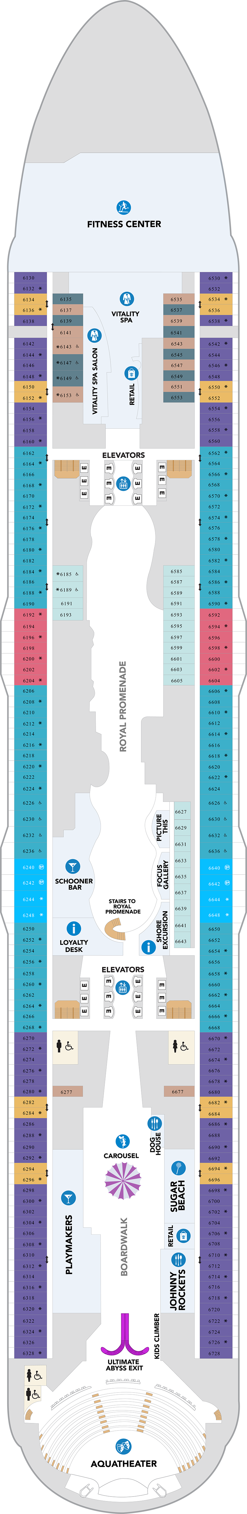 Deck 6 deck plan for Utopia of the Seas
