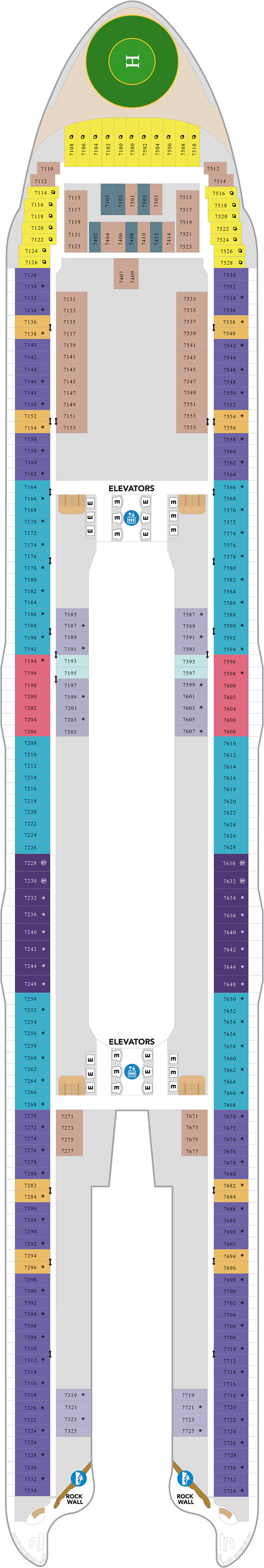 Deck 7 deck plan for Utopia of the Seas