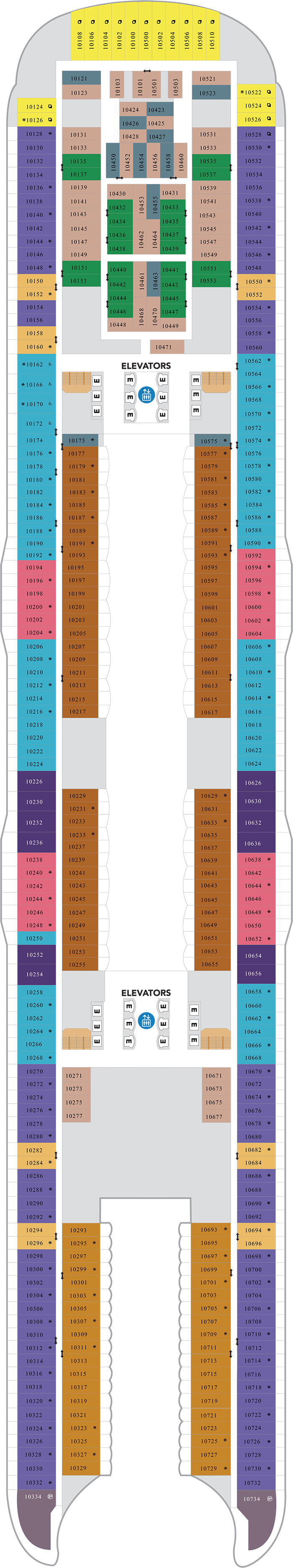 Deck 10 deck plan for Utopia of the Seas