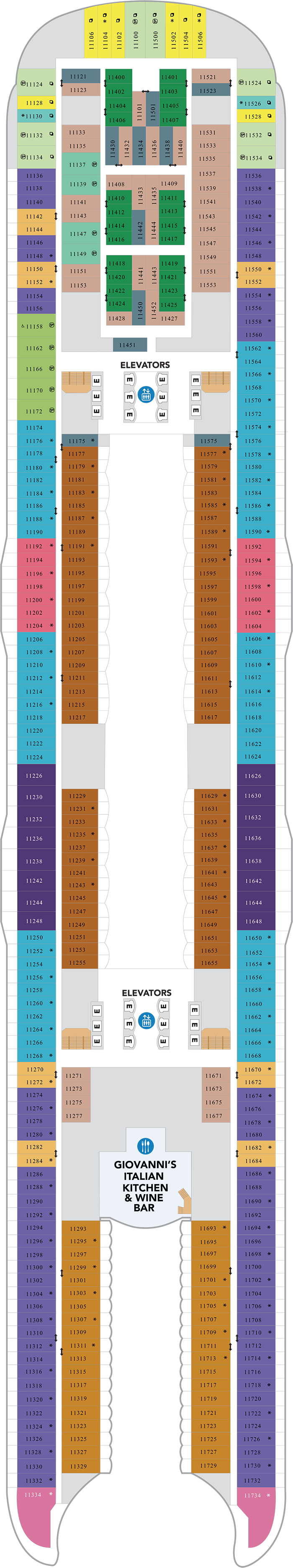 Deck 11 deck plan for Utopia of the Seas
