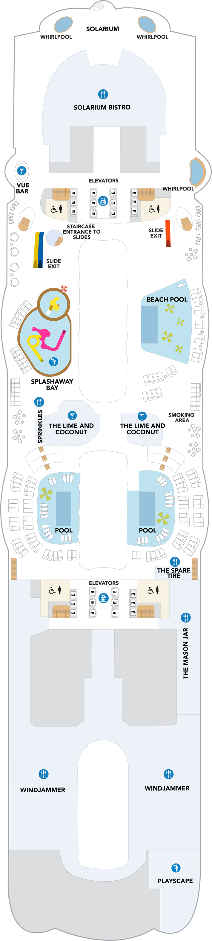 Deck 15 deck plan for Utopia of the Seas