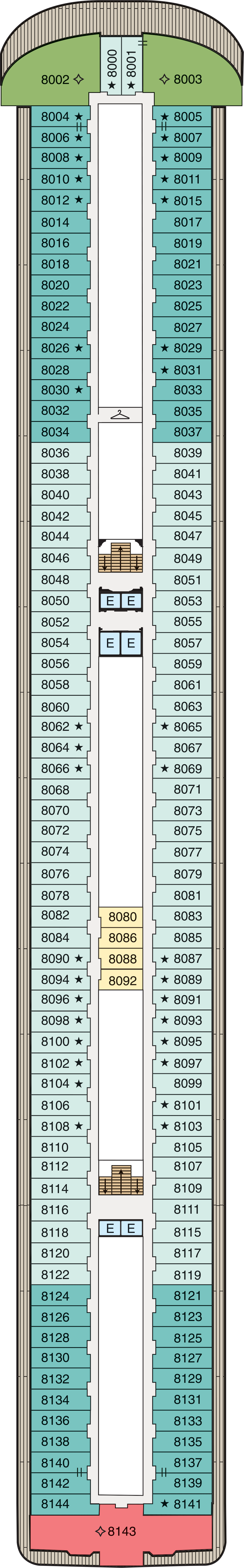 Deck 8 deck plan for Marina