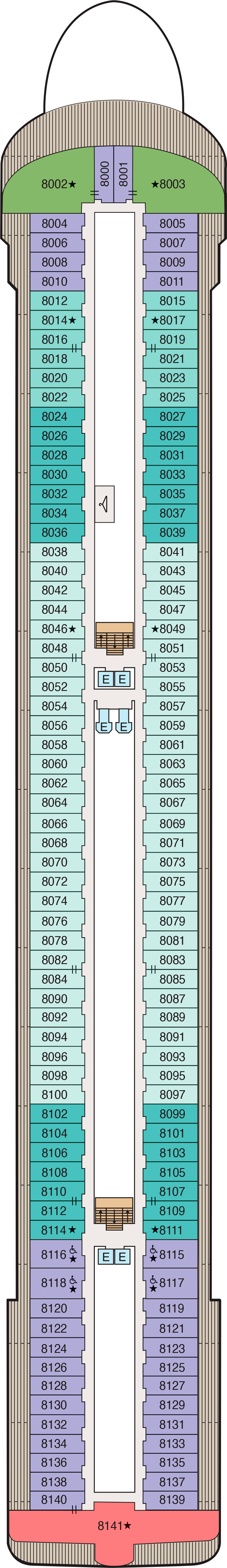 Deck 8 deck plan for Vista