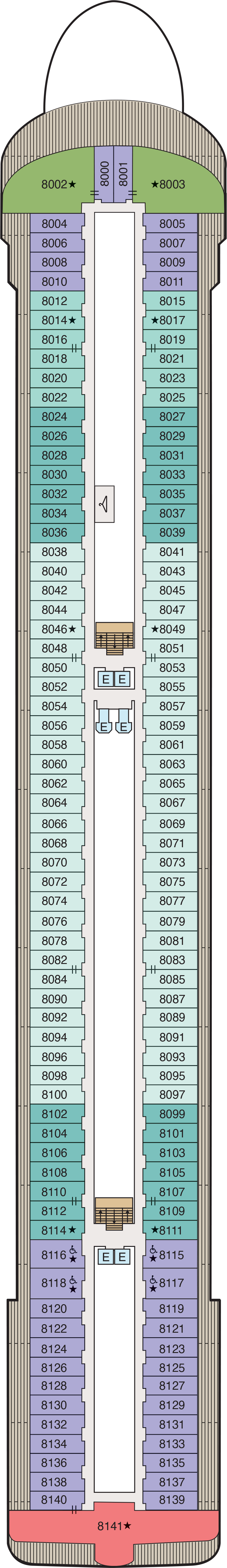 Deck 8 deck plan for Allura