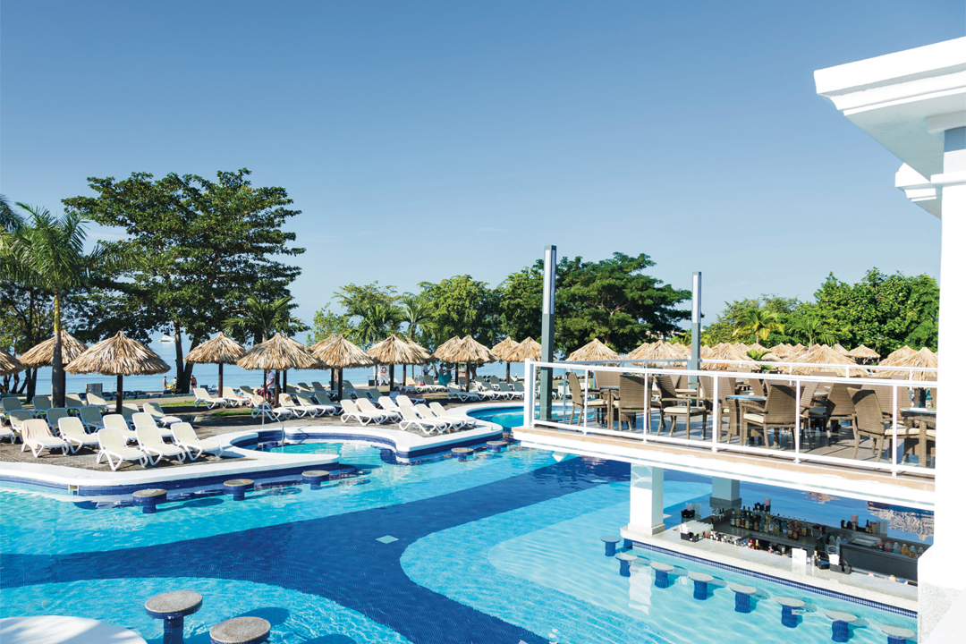 Go for a cool dip in one of the outdoor swimming pools at Hotel Riu Negril.