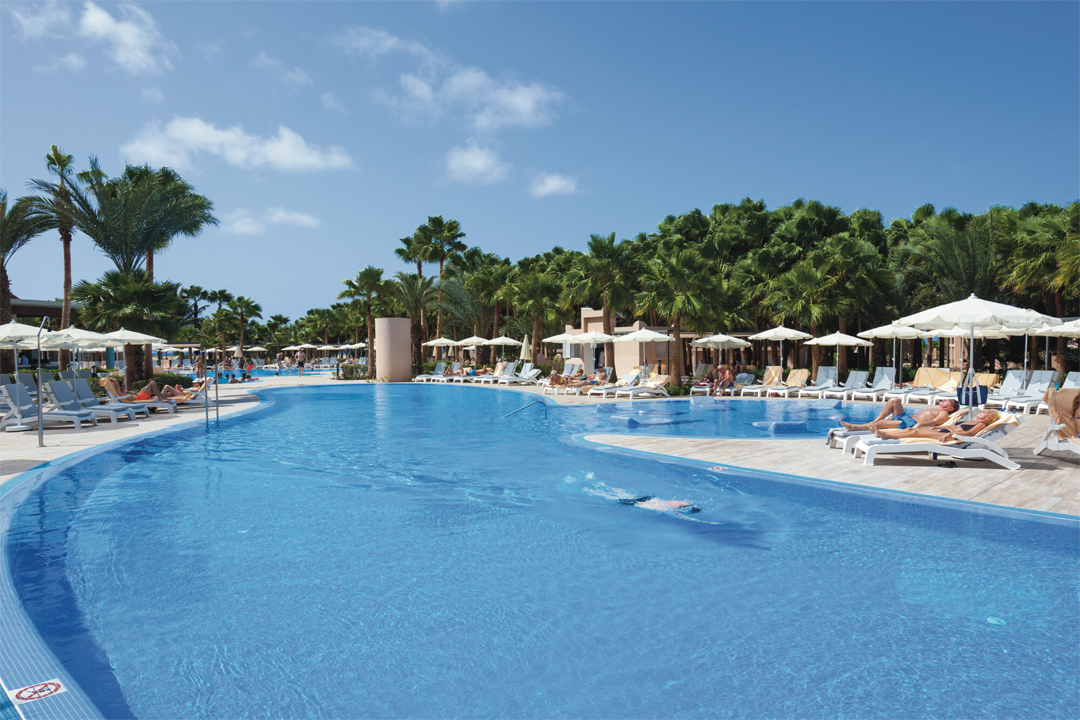 One of the refreshing swimming pools at Hotel Riu Cabo Verde.