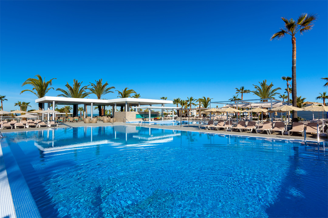 One of the seven swimming pools at Hotel Riu Chiclana.