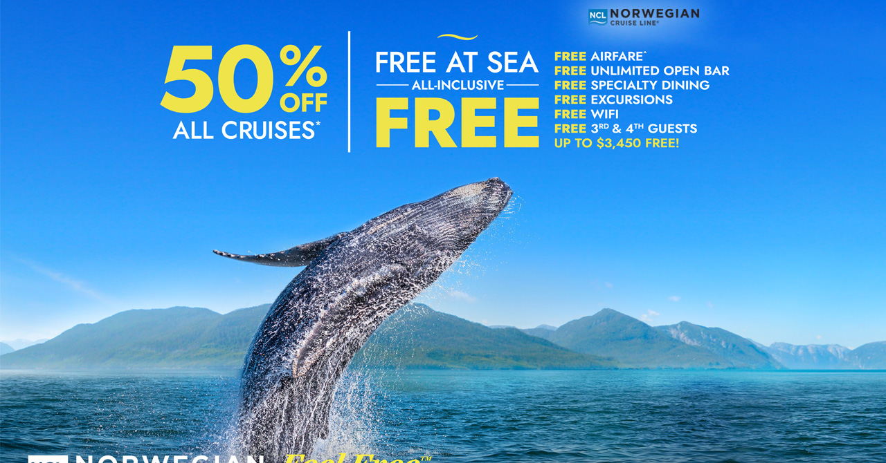 50% OFF All Cruises, with Norwegian!